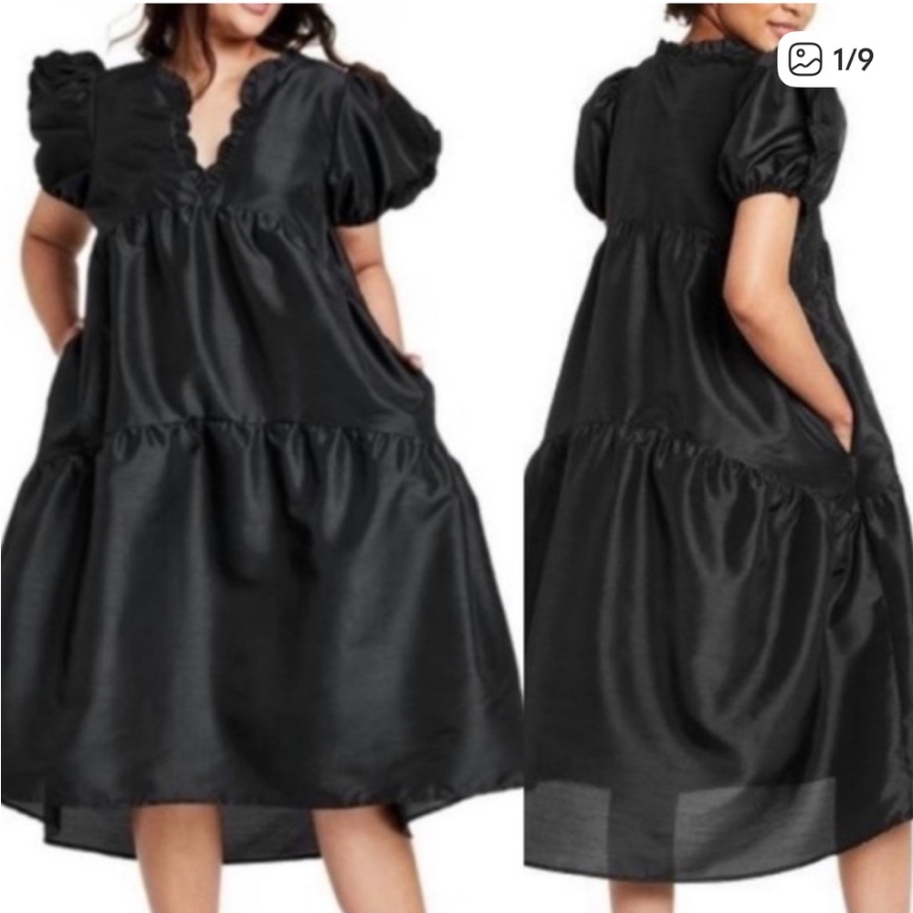 KIKA VARGAS x Target Tiered Ruffle Edge Puff Sleeve Midi Dress